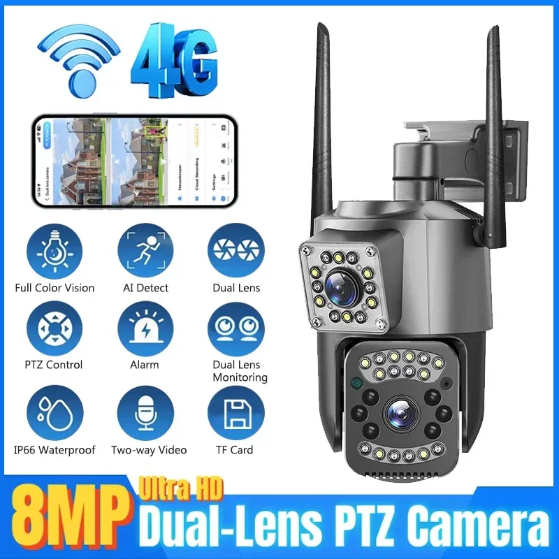 Smart Home Camera Ezviz - 屋外IPWiFi HD 8MP屋外監視カメラ,4K,PTZ,デュアルレンズ,CCTV監視,SIMカード,暗視,自動追跡,4g