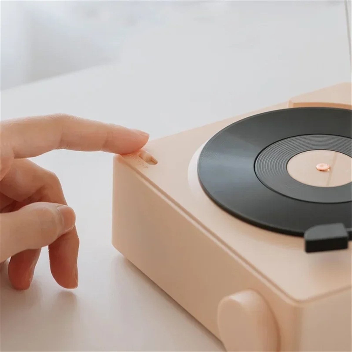Smart Home Yellow - T171C-レトロビニールワイヤレスBluetoothスピーカー時計小型レコードプレーヤーポータブル高音質オーディオホームスマートステレオイエローホット