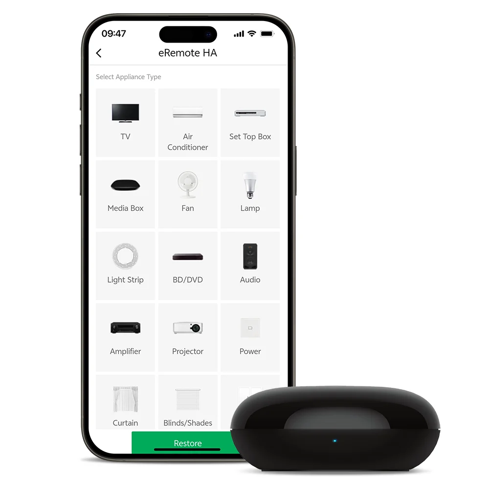 Universal Remote Smart Home - LinknLink eRemote IRブラスター（テレビ、エアコン、STB用）- スマートWiFiユニバーサルリモコン、Home Assistant対応
