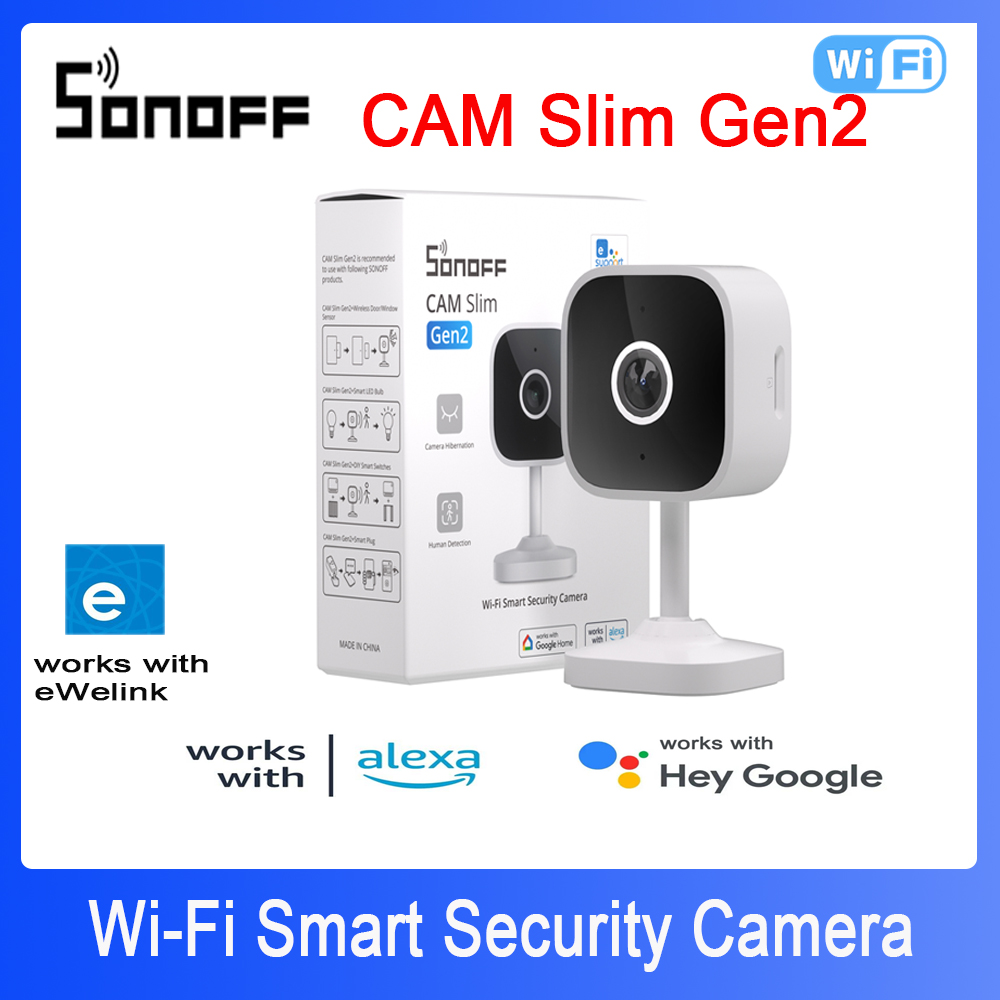 Smart Home Video - Sonoff-スマートホームセキュリティカメラ,wifi,1080p HD,モーション検出,双方向オーディオ,ewelinkアプリのサポート,Alexa, Google,スリム,Gen2
