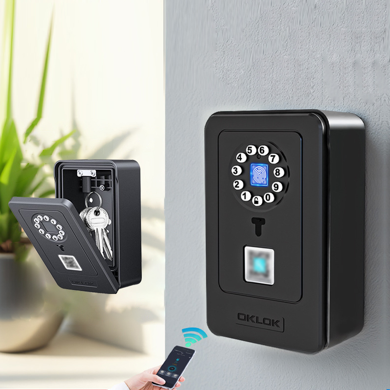 Smart Home Door Lock - インテリジェント南京錠ハングデザインパスワード保管デポジットケース家庭用指紋セーフデジタルドアロックボックスセキュリティスマートキー