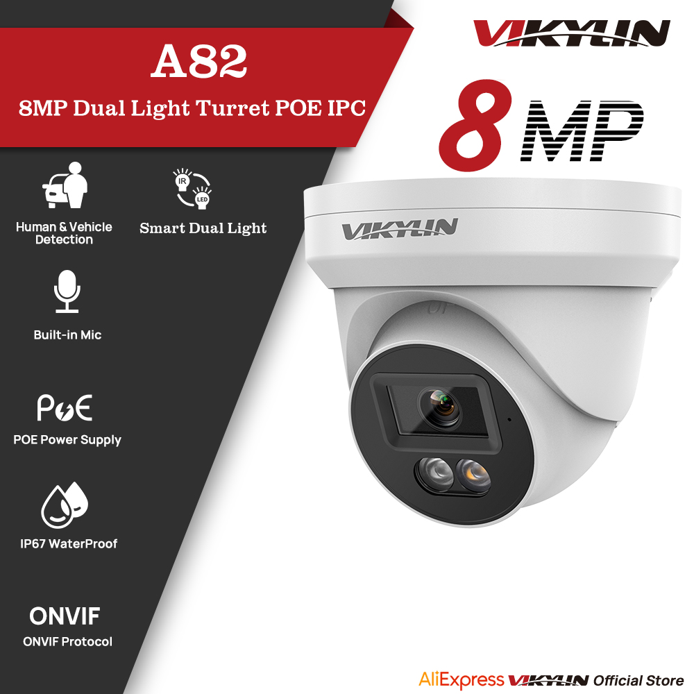 VIKYLIN 8MP IPセキュリティカメラ PoE 4K - Smart Home Microsoft のレビューと価格